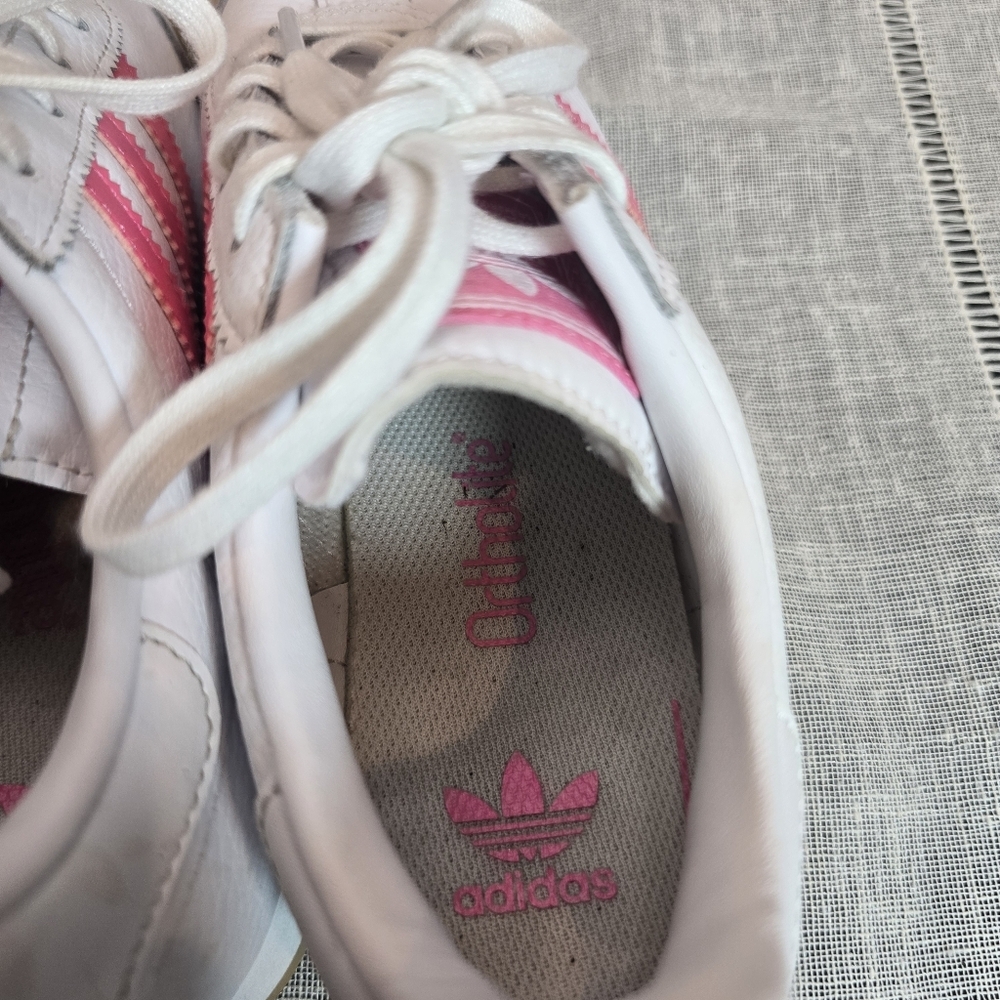 Adidas Samoa White and Pink Sneakers with Gum Sole girls Size 3 - Picture 8 of 13